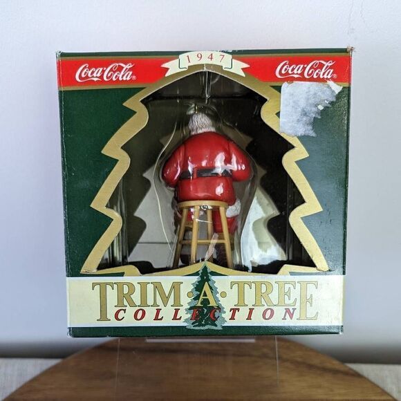 Coca-Cola Trim A Tree Collection Santa On Stool Circa 1947 Christmas Ornament - Picture 4 of 8